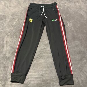 Black Track Pants with Red Stripes